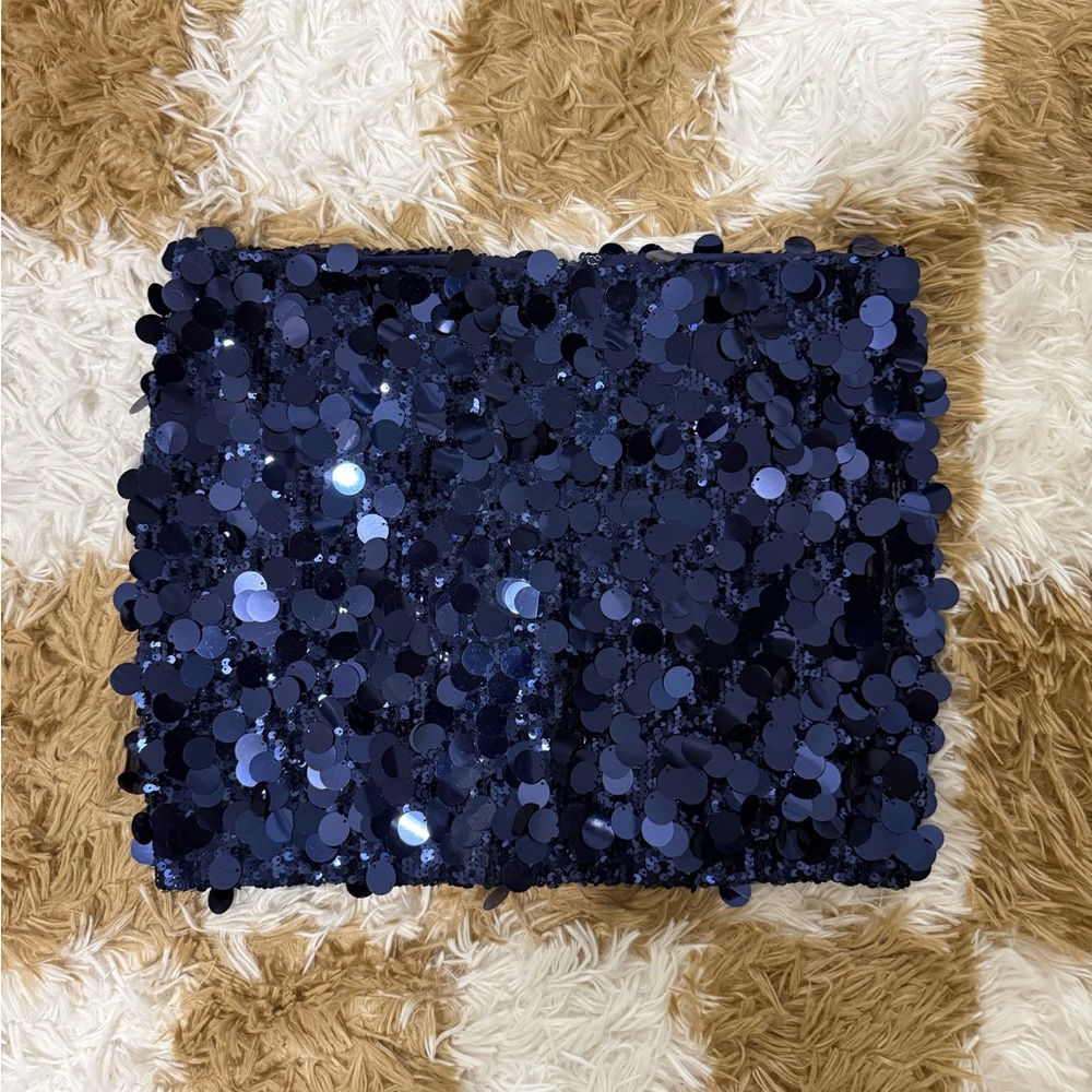 Navy Blue Sequin Skirt
